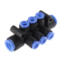 SMC 6 Outlet Pneumatic Manifold Fitting Polybutylene Terephthalate Material 1 Mpa Pressure KM11-06-10-6