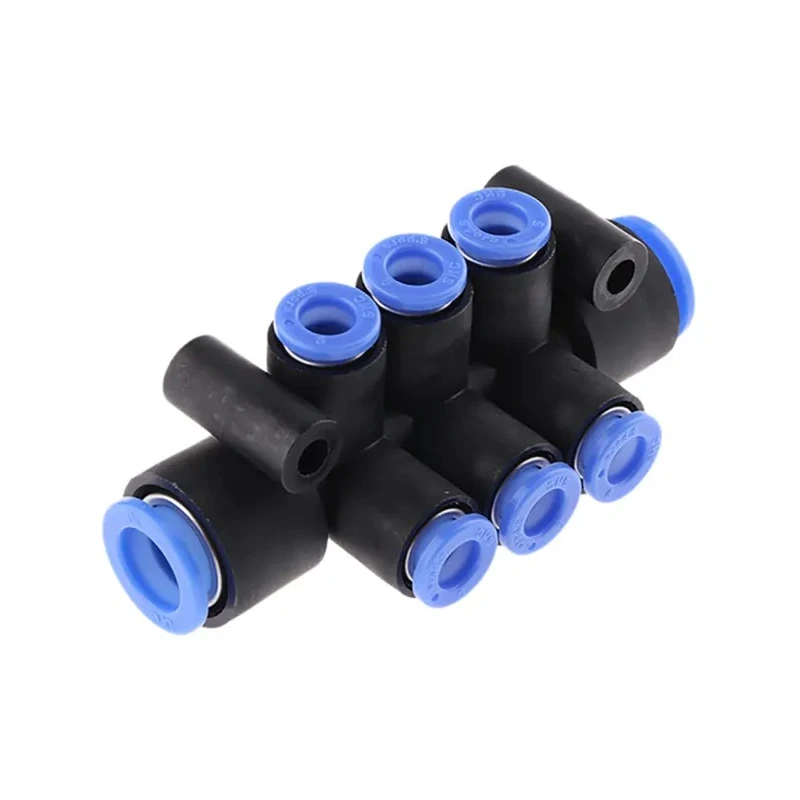 SMC 6 Outlet Pneumatic Manifold Fitting Polybutylene Terephthalate Material 1 Mpa Pressure KM11-06-10-6
