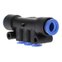 SMC 6 Outlet Pneumatic Manifold Fitting Polybutylene Terephthalate Material 1 Mpa Pressure KM11-06-10-6