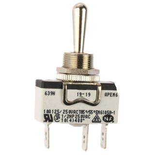 APEM Panel Mount Toggle Switch On-Off-On SPST Tab Terminal 24 V dc 250 V ac 639H/2
