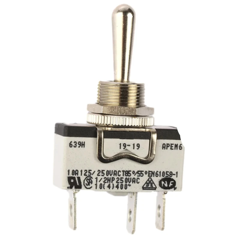 APEM Panel Mount Toggle Switch On-Off-On SPST Tab Terminal 24 V dc 250 V ac 639H/2