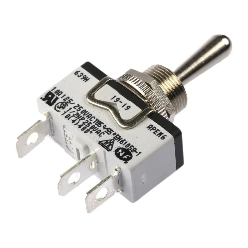 APEM Panel Mount Toggle Switch On-Off-On SPST Tab Terminal 24 V dc 250 V ac 639H/2