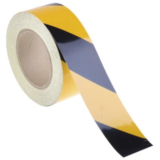 RS PRO Black Yellow Reflective Tape 50mm Width x 25m Length Aluminium Foil Backing 0°C to 25°C Operating Temperature 219-7897