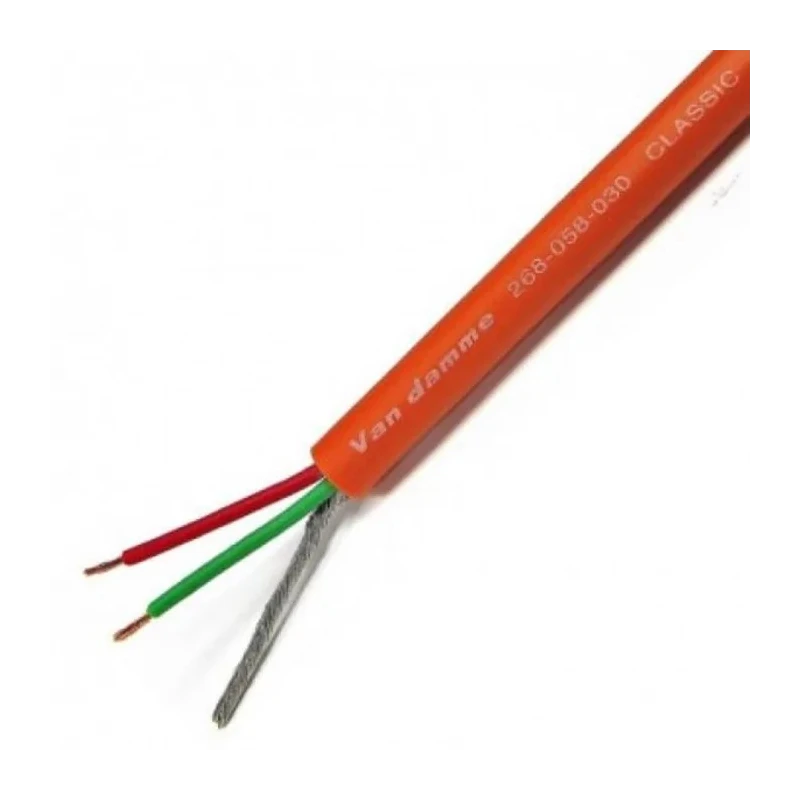 Van Damme 2 Core, 0.22 mm² CSA Screened Audio Cable, 4.85 mm OD, 100 m Length Orange 268058030100