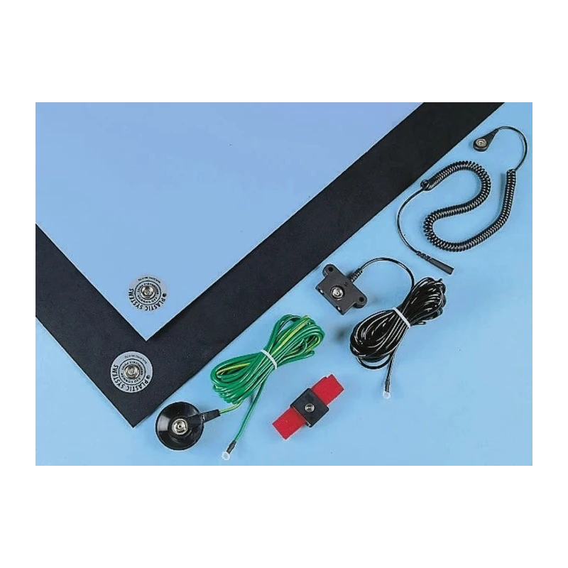 Plastic Systems Antistatic ESD Field Kit 4m with Table Pad, Floor Mat, Adjustable Bracelet and Grounding Cords RK-11700