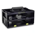 Raaco 2 Cell Black Plastic Compartment Box 195mm x 386mm x 263mm 146388