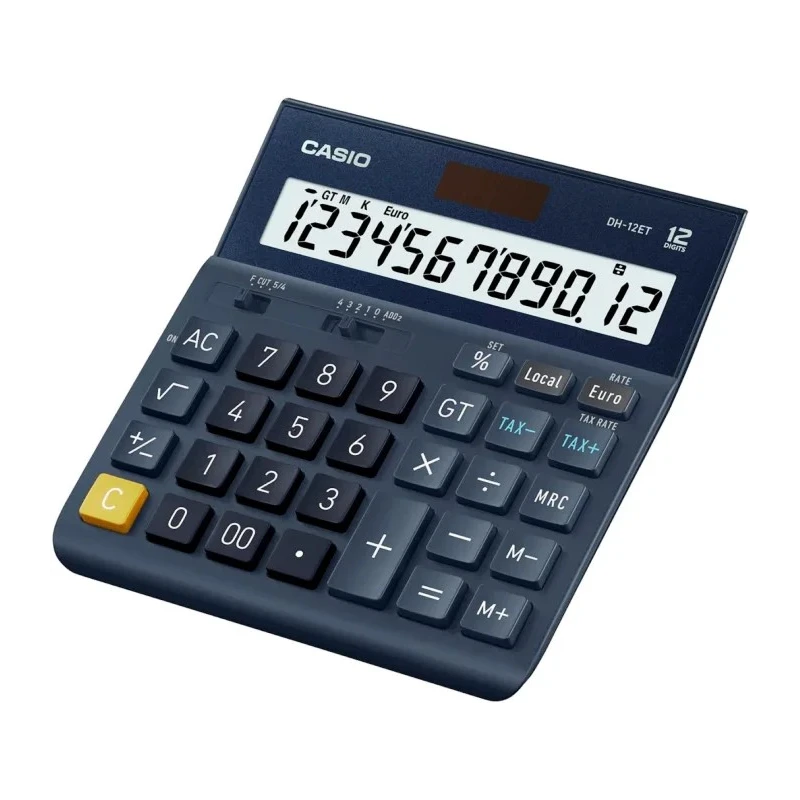 Casio Professional Desktop Calculator, 12 Digit Tilt Display, Battery and Solar Power DH-12ET-WK-UP