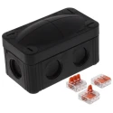 WISKA Polypropylene Junction Box Black RAL 9005, IP66/IP67 Protection, 4 Terminals, 85mm x 49mm x 51mm 10109900