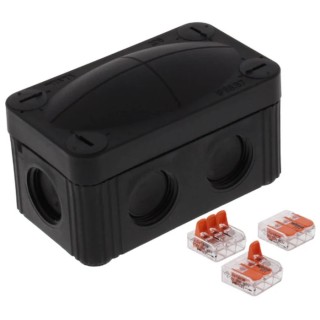WISKA Polypropylene Junction Box Black RAL 9005, IP66/IP67 Protection, 4 Terminals, 85mm x 49mm x 51mm 10109900