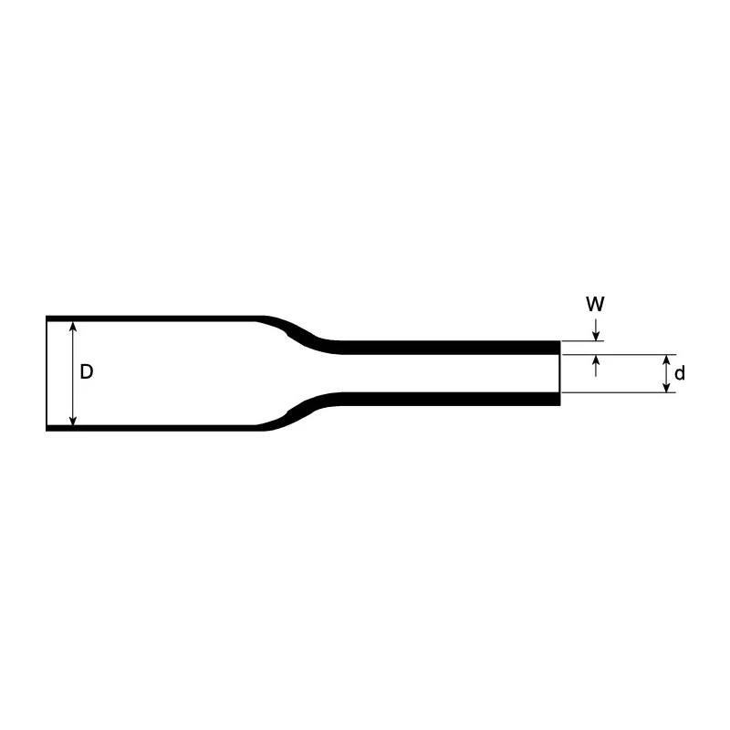 TE Connectivity Black Polyolefin Heat Shrink Tubing, 7.1 mm Sleeve Diameter x 8 m Length, 2:1 Shrink Ratio VFRS-1/4-0