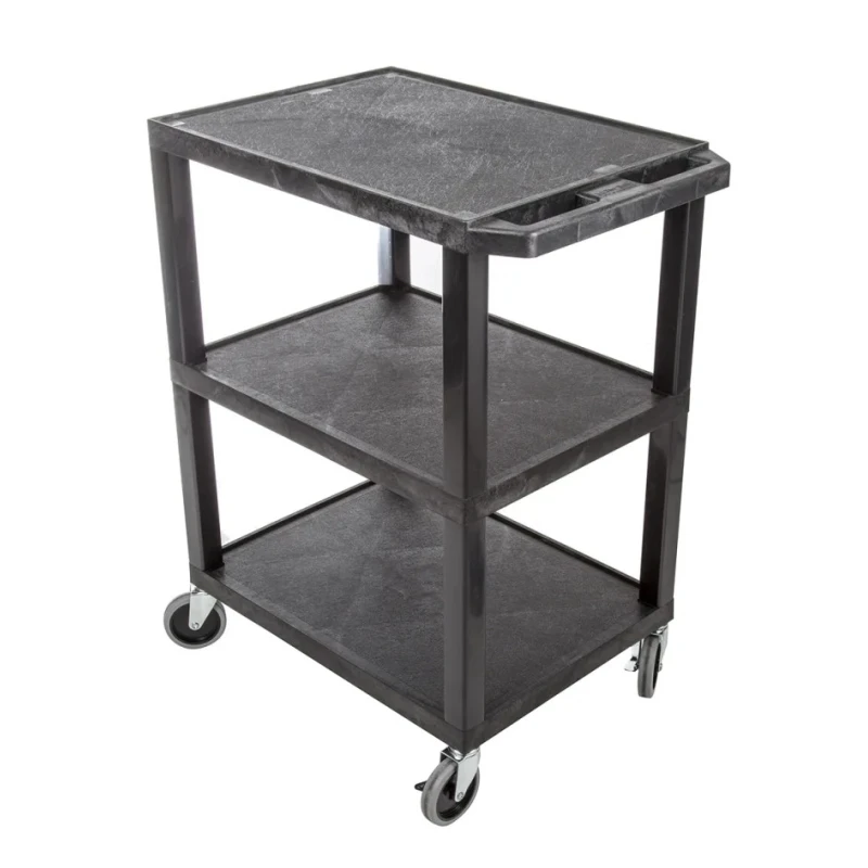 RS PRO 3-Shelf Polyethylene Rubber Trolley, 670 mm Length, 150 kg Load Capacity, 460 mm Width, Model 225-5971
