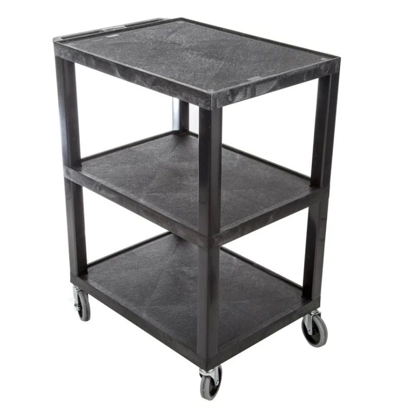 RS PRO 3-Shelf Polyethylene Rubber Trolley, 670 mm Length, 150 kg Load Capacity, 460 mm Width, Model 225-5971