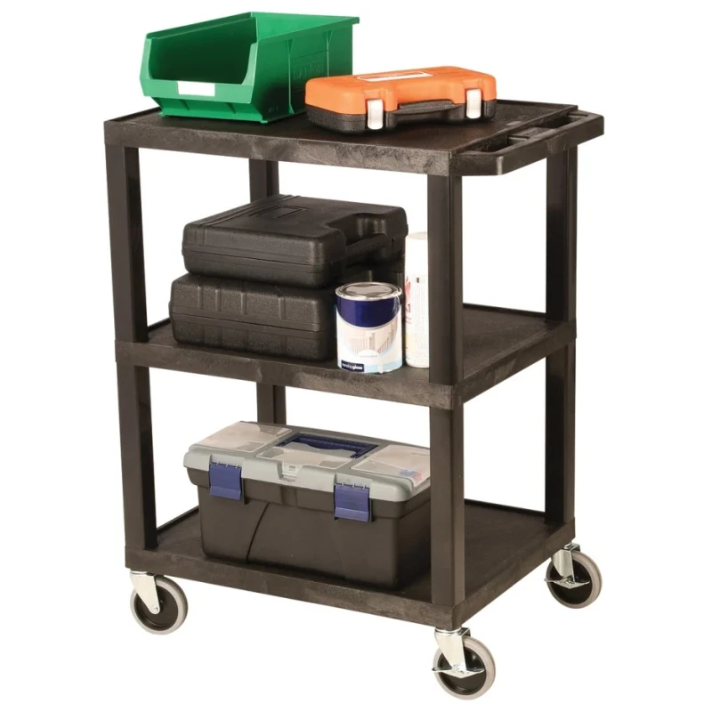 RS PRO 3-Shelf Polyethylene Rubber Trolley, 670 mm Length, 150 kg Load Capacity, 460 mm Width, Model 225-5971