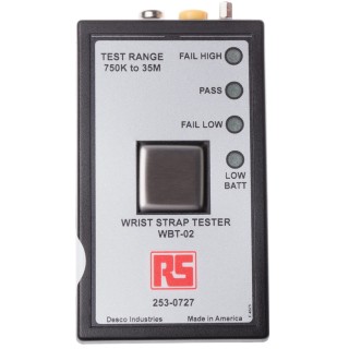 RS PRO Wrist ESD Tester Compact Portable LED Display 9V Battery Powered 750kΩ Max Resistance 35mΩ Min Resistance 253-0727