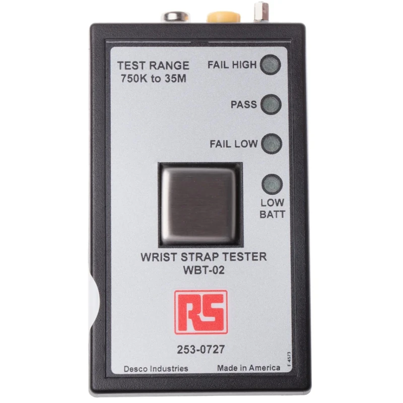 RS PRO Wrist ESD Tester Compact Portable LED Display 9V Battery Powered 750kΩ Max Resistance 35mΩ Min Resistance 253-0727