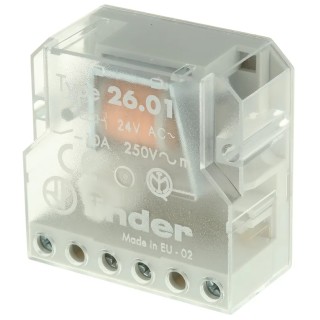 Finder Modular Step Relay Panel Mount SPST Contact Configuration 24V AC Coil Voltage 10A Switching Current 26.01.8.024.0000