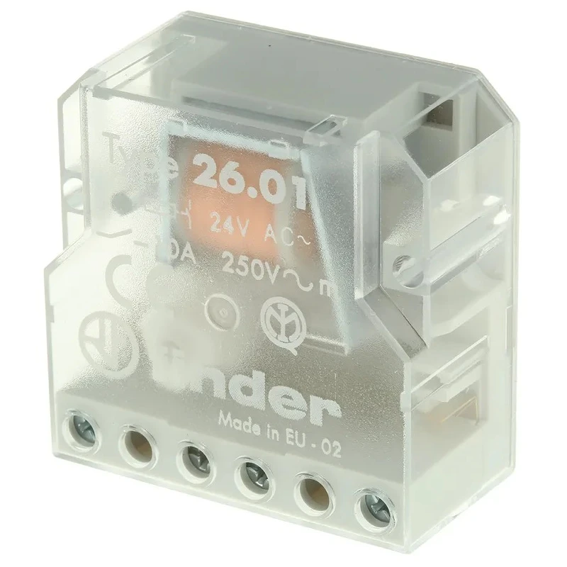 Finder Modular Step Relay Panel Mount SPST Contact Configuration 24V AC Coil Voltage 10A Switching Current 26.01.8.024.0000