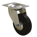 Guitel Hervieu Swivel Castor Rubber Wheel 50 mm Diameter 50 kg Load Capacity Pressed Steel Frame 1083052