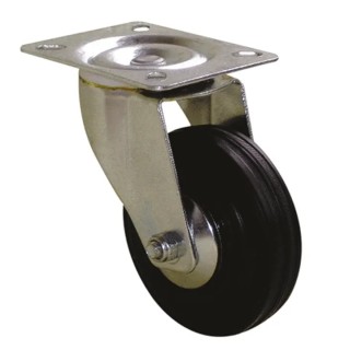 Guitel Hervieu Swivel Castor Rubber Wheel 50 mm Diameter 50 kg Load Capacity Pressed Steel Frame 1083052