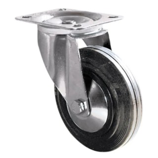 Guitel Hervieu Swivel Castor 175 kg Load Capacity 160 mm Rubber Wheel 41 mm Width 196 mm Height 4 Fixing Holes 1351821