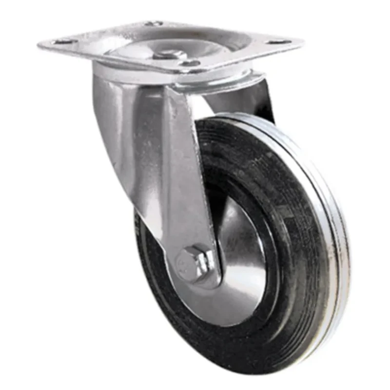 Guitel Hervieu Swivel Castor 175 kg Load Capacity 160 mm Rubber Wheel 41 mm Width 196 mm Height 4 Fixing Holes 1351821
