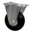 Guitel Hervieu Fixed Castor 100 kg Capacity 100 mm Wheel Diameter Rubber Wheel with Bright Zinc Plated Pressed Steel 5085102