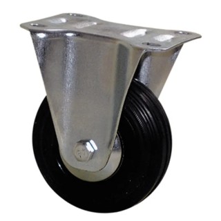 Guitel Hervieu Fixed Castor 100 kg Capacity 100 mm Wheel Diameter Rubber Wheel with Bright Zinc Plated Pressed Steel 5085102