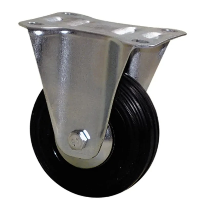 Guitel Hervieu Fixed Castor 100 kg Capacity 100 mm Wheel Diameter Rubber Wheel with Bright Zinc Plated Pressed Steel 5085102