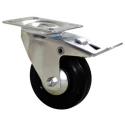 Guitel Hervieu Braked Swivel Castor, 100 kg Capacity, 100 mm Wheel Diameter, Rubber Wheel, Pressed Steel Frame 12755102