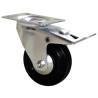 Guitel Hervieu Braked Swivel Castor, 100 kg Capacity, 100 mm Wheel Diameter, Rubber Wheel, Pressed Steel Frame 12755102