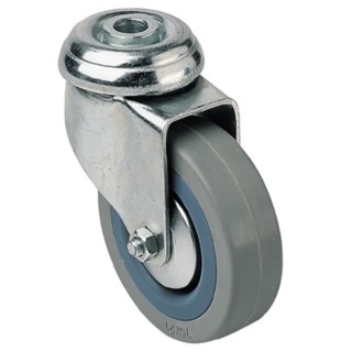 Guitel Hervieu Swivel Castor 60 kg Load Capacity 75 mm Rubber Wheel Bright Zinc Plated Pressed Steel Frame 313707