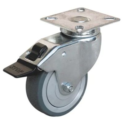 Guitel Hervieu Braked Swivel Castor 40 kg Load Capacity 50 mm Rubber Wheel 366522