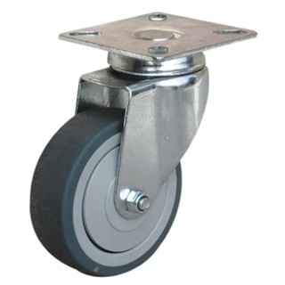 Guitel Hervieu Swivel Castor, 40 kg Capacity, 50 mm Wheel Diameter, Rubber Wheel, Bright Zinc Plated Frame, Model 366502
