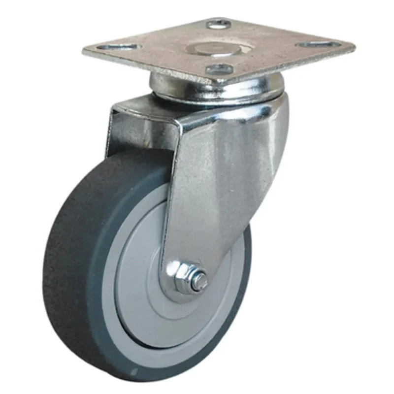 Guitel Hervieu Swivel Castor, 40 kg Capacity, 50 mm Wheel Diameter, Rubber Wheel, Bright Zinc Plated Frame, Model 366502