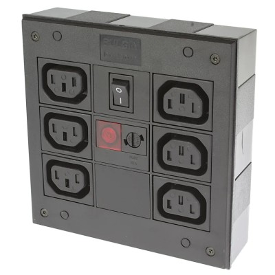 Bulgin 10A 250V AC 6 Gang Socket Bar with 2m Cable IEC C13 Fused PXD701/061/10/1