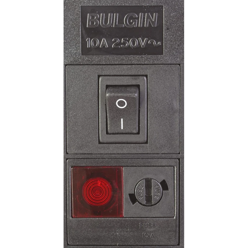 Bulgin 10A 250V AC 6 Gang Socket Bar with 2m Cable IEC C13 Fused PXD701/061/10/1