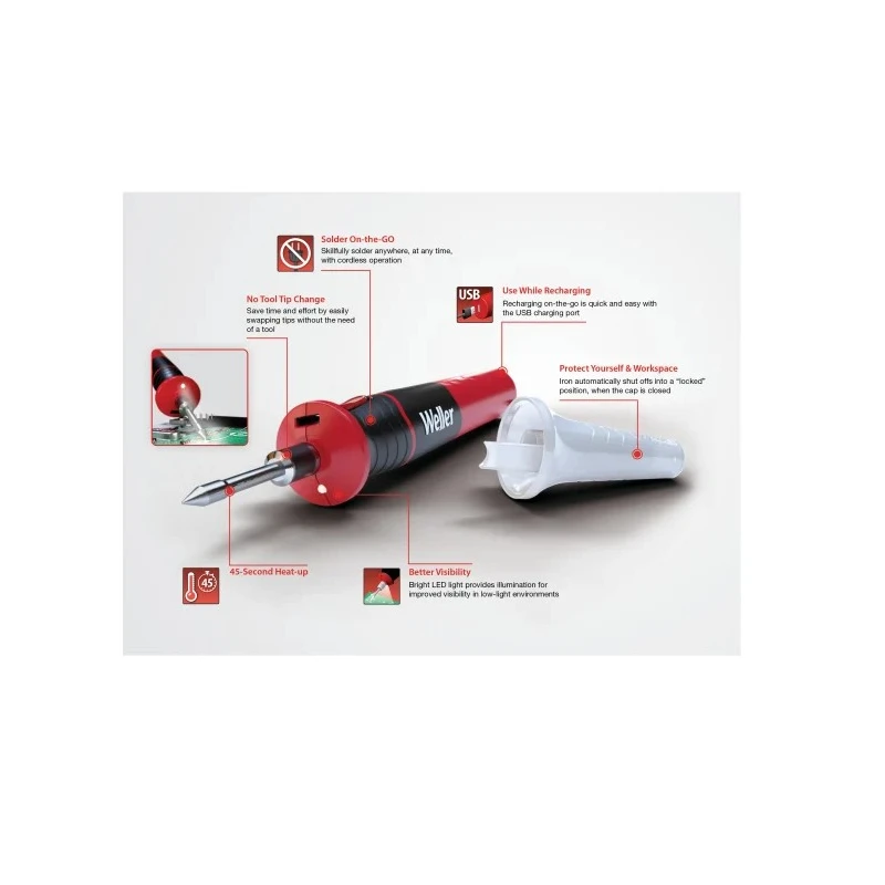 Weller Battery Soldering Iron 12W USB Rechargeable Electric Soldering Iron with 510°C Tip Temperature for WLBRK12EU