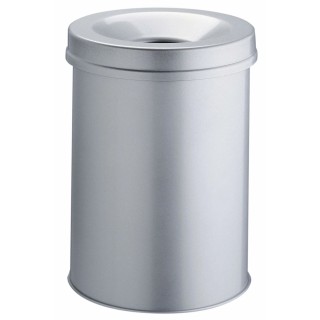 Durable 30L Grey Steel Fire Retardant Waste Bin with Self-Extinguishing Lid 330610