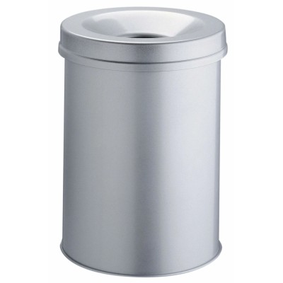 Durable 30L Grey Steel Fire Retardant Waste Bin with Self-Extinguishing Lid 330610