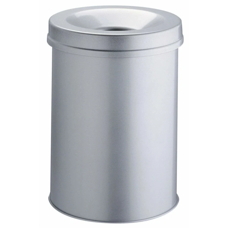 Durable 30L Grey Steel Fire Retardant Waste Bin with Self-Extinguishing Lid 330610