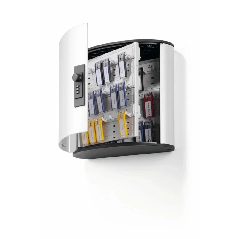Durable Silver Aluminium Wall-mounted Key Cabinet 54 Key Clips Capacity 197723