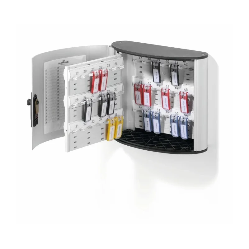 Durable Silver Aluminium Wall-mounted Key Cabinet 54 Key Clips Capacity 197723
