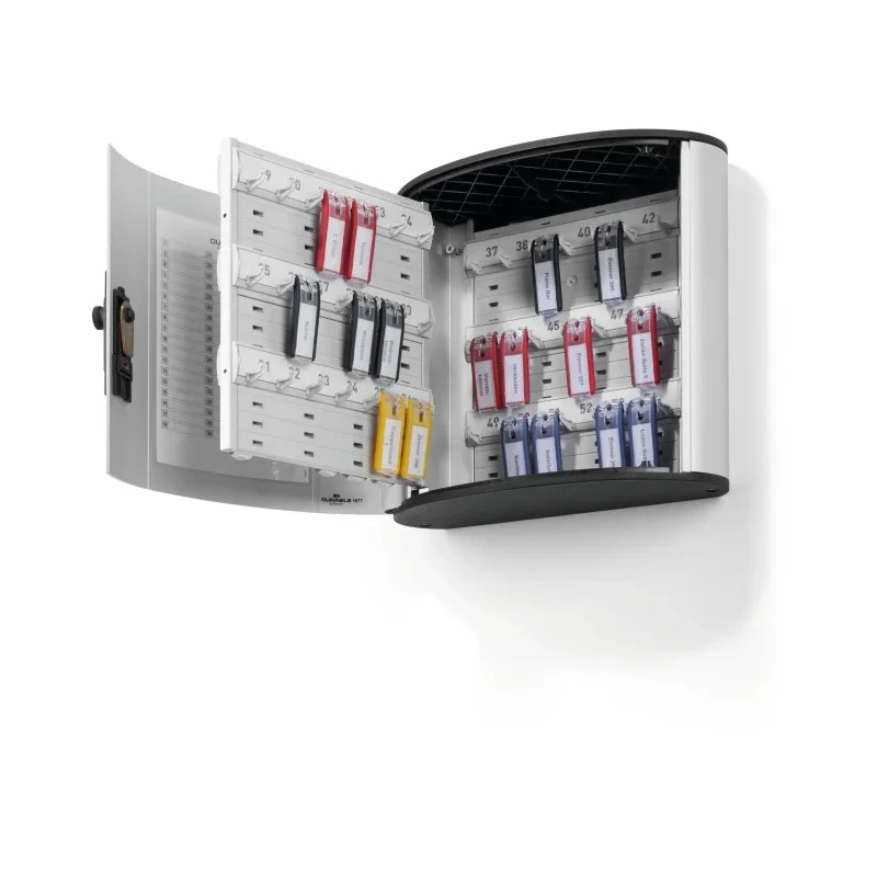 Durable Silver Aluminium Wall-mounted Key Cabinet 54 Key Clips Capacity 197723