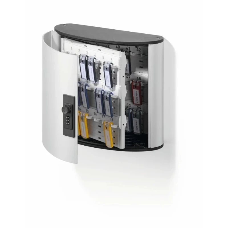 Durable Silver Aluminium Wall-mounted Key Cabinet 54 Key Clips Capacity 197723