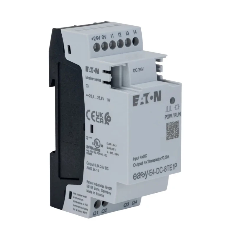 Eaton Control Relay easyE4 Series 4-Input Digital, 4 Transistor Outputs DIN Rail Mount easyE4