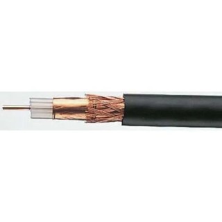 TE Connectivity RG179 75 Ω Coaxial Cable, 100 m Length, 1000V, Silver Plated Copper Clad Steel Conductor, Black CLFH-179