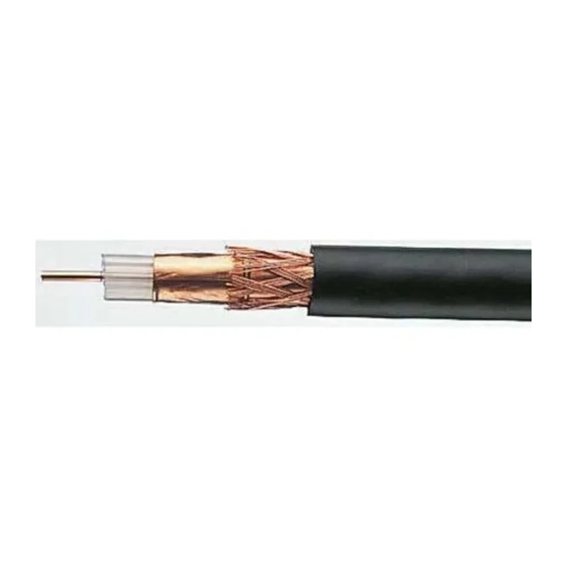 TE Connectivity RG179 75 Ω Coaxial Cable, 100 m Length, 1000V, Silver Plated Copper Clad Steel Conductor, Black CLFH-179