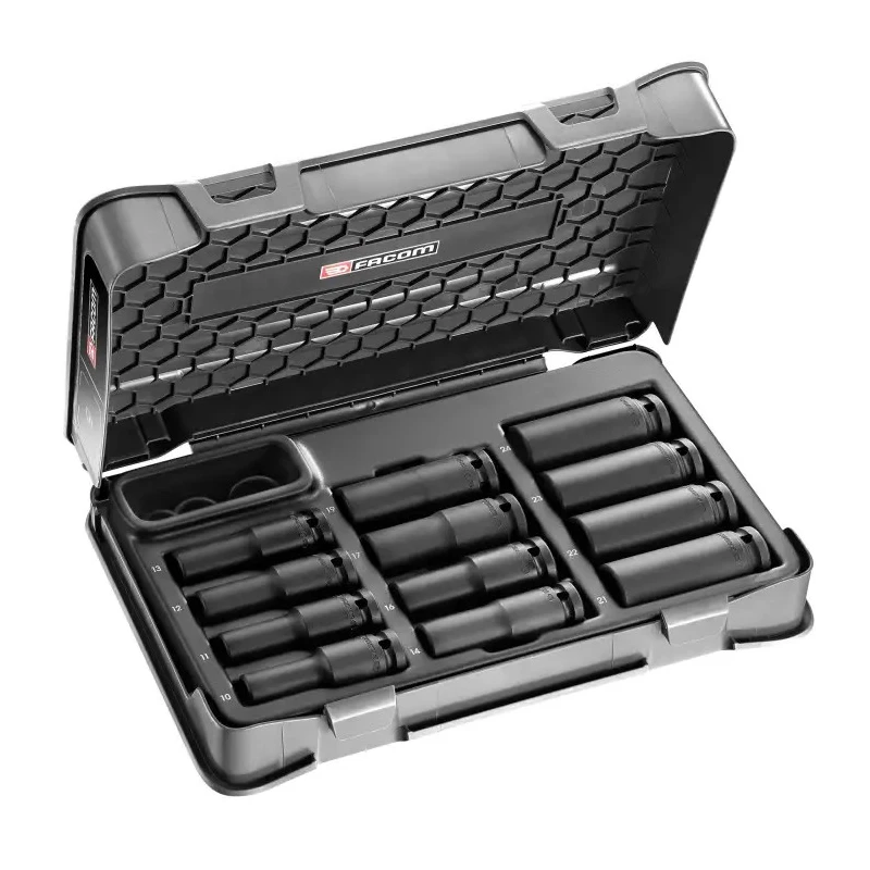 Facom 12-Piece 1/2 in 6 Point Impact Socket Set Chrome Molybdenum Steel Manganese Phosphate Finish NS.405B