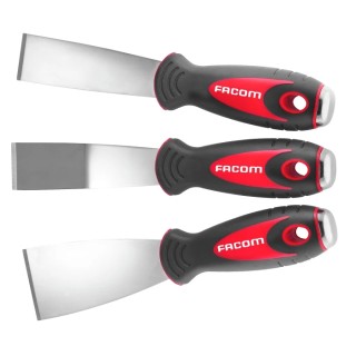 Facom Stainless Steel Razor Blade Scraper Set, 3 Pieces, Blade Thickness 0.8 mm, Overall Length 215mm, Model 235.J1PB