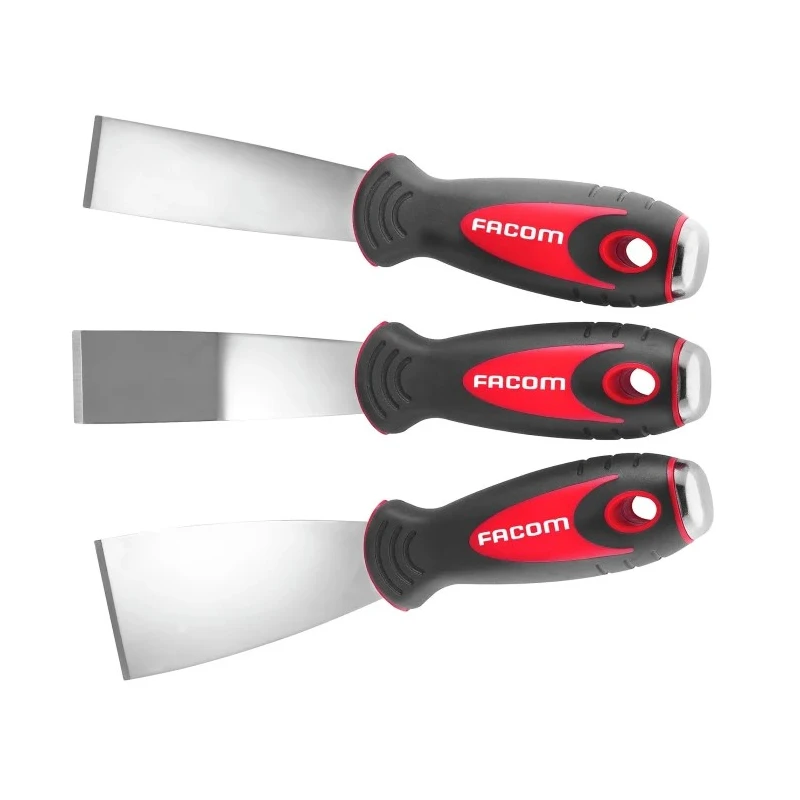 Facom Stainless Steel Razor Blade Scraper Set, 3 Pieces, Blade Thickness 0.8 mm, Overall Length 215mm, Model 235.J1PB